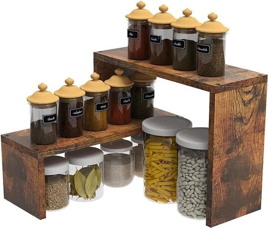 Scaffalatura per angoli - stivabile e espandibile - 2 pezzi - marrone - legno
