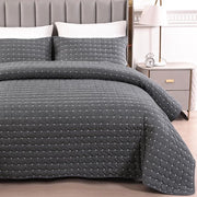 Bordure in Tela 240x260cm Grigio Scuro, 100% Canovaccio, Tela di Cuscino Ultraliscia con Decorazione, Cuscini 240x260, Coperta con 2 Cuscini, Trapunta per Divano
