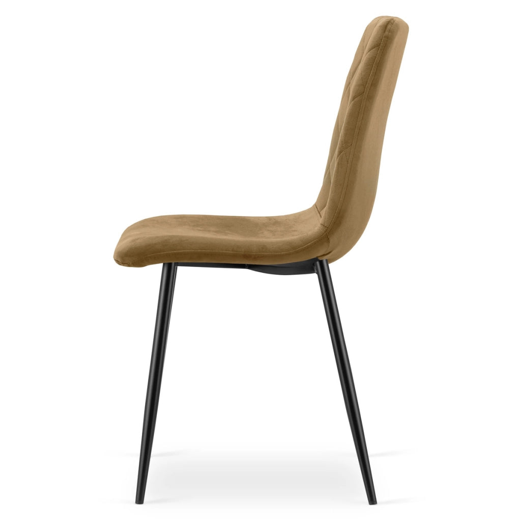 Sedia Turin in velluto marrone con gambe nere