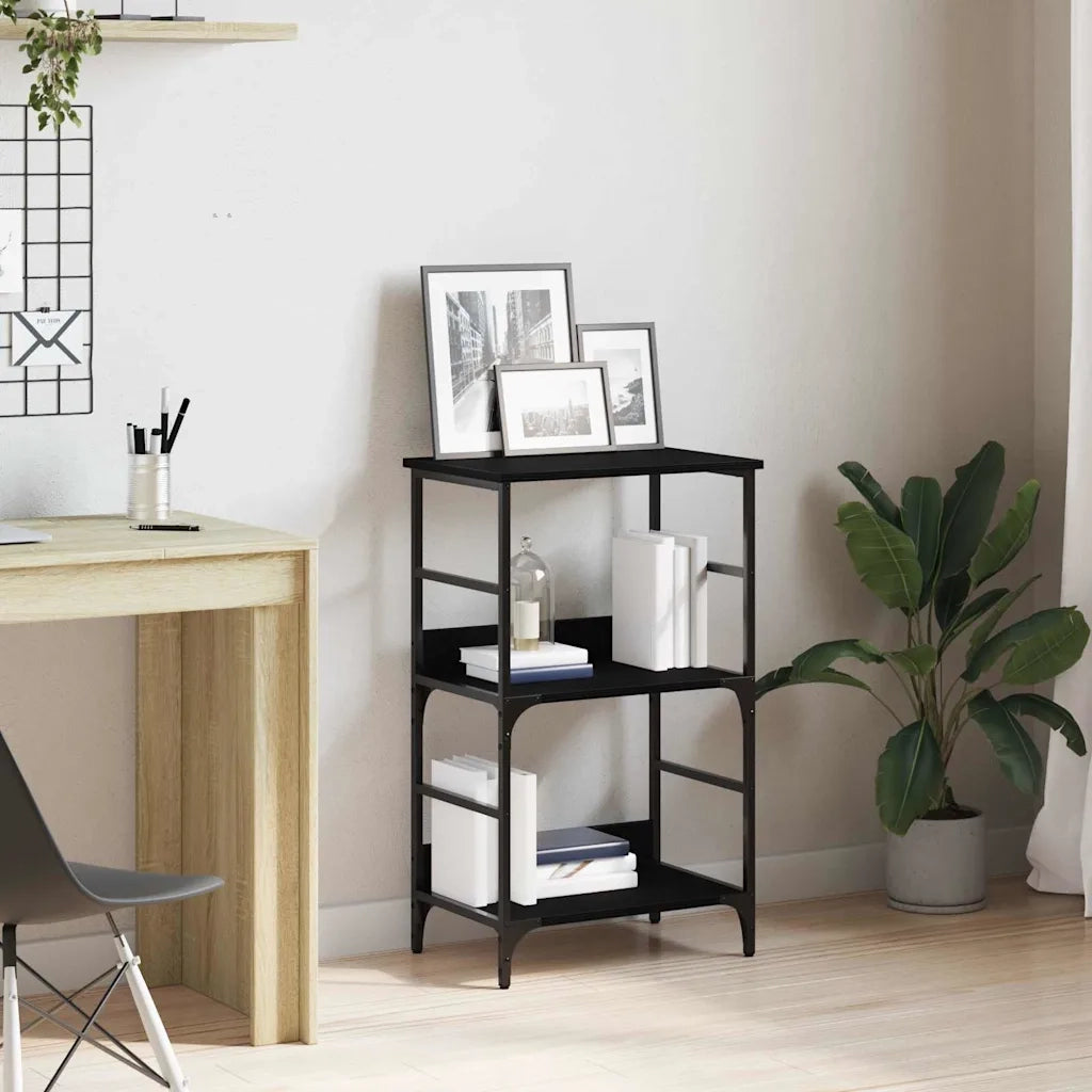 Libreria-Scaffale per Libri-Mobile di Stoccaggio Rovere Nero 50 x 33 x 82 cm Legno multistrato