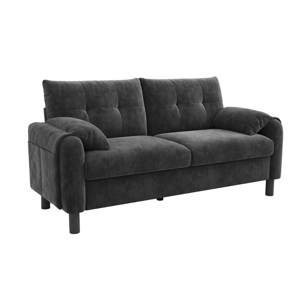 Divano 2 Posti in Tessuto Chenille con Cuscini Morbidi ¨C MINIMAL ¨C Grigio