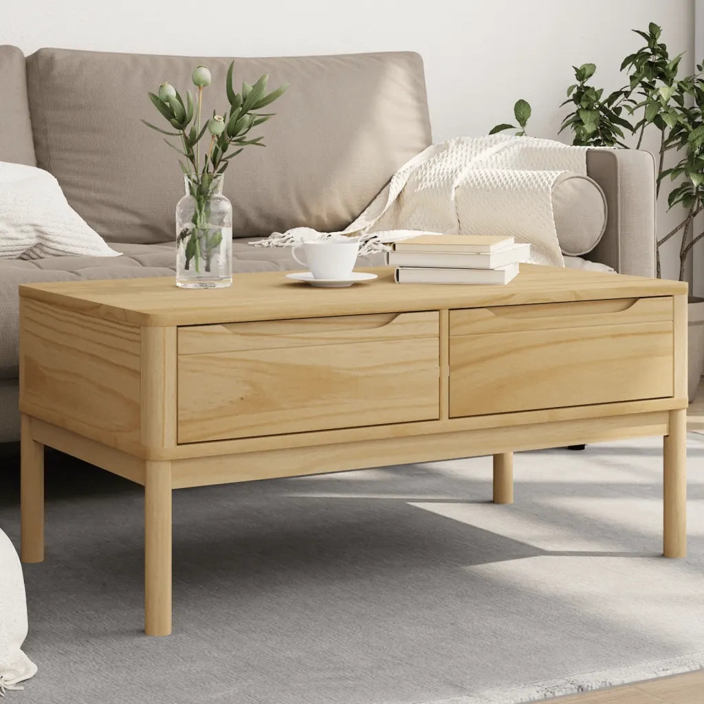 Tavolino FLORO Marrone Cera 99x55,5x45 cm in Legno di Pino 374017
