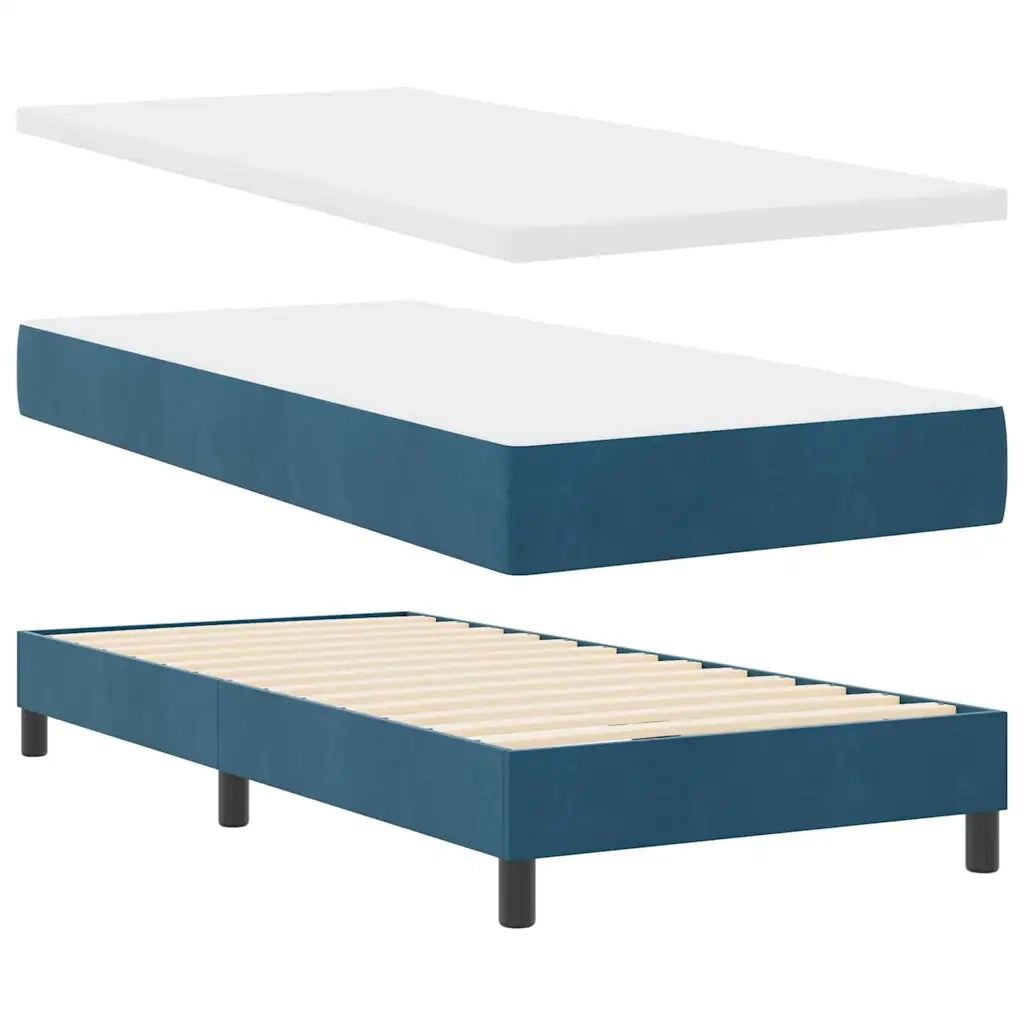 Letto a molle con materasso Blu Scuro 200 x 90 cm Poliestere