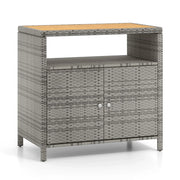 Mobiletto portaoggetti da esterno 90 x 53 x 86 cm ampio spazio di stoccaggio design elegante in rattan grigio misto e legno naturale 20_0010245