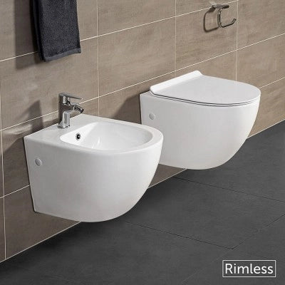 Wc sospeso salvaspazio Rimless in ceramica lucida serie Tokyo