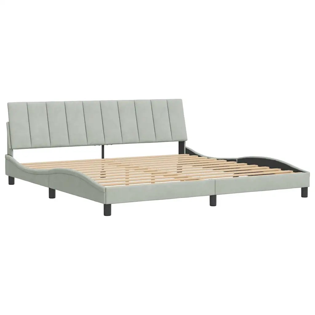 Letto matrimoniale | Letto per adulti | Giroletto senza Materasso Hanko Grigio Chiaro 200x200 cm Velluto