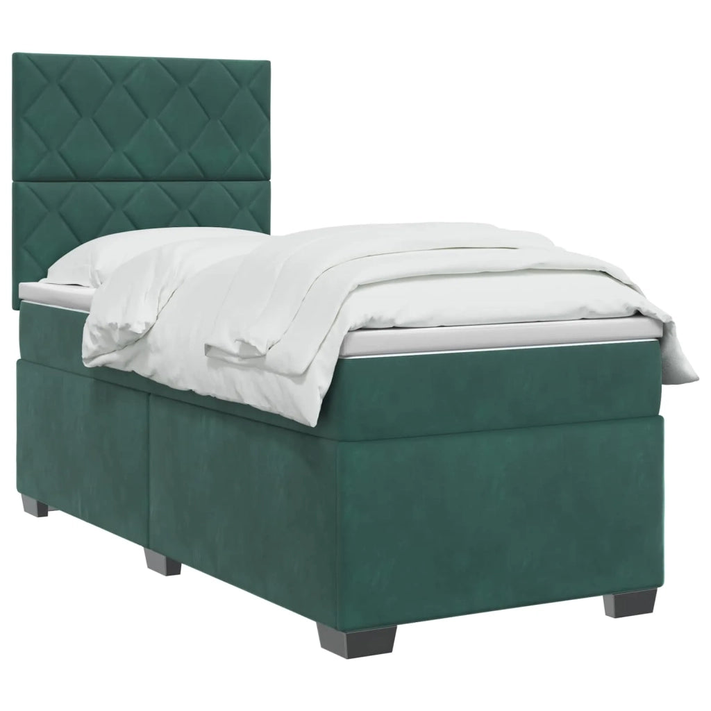 Letto box spring con materasso Verde Scuro 80 x 200 cm Velluto 3455003
