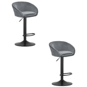 Set di 2 sgabelli bar East in velluto grigio e metallo nero