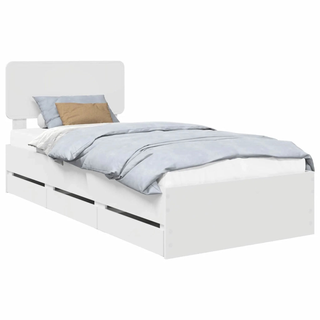 Letto singolo | Letto per adulti | Struttura del letto Bianco 90 x 200 cm Legno ingegnerizzato