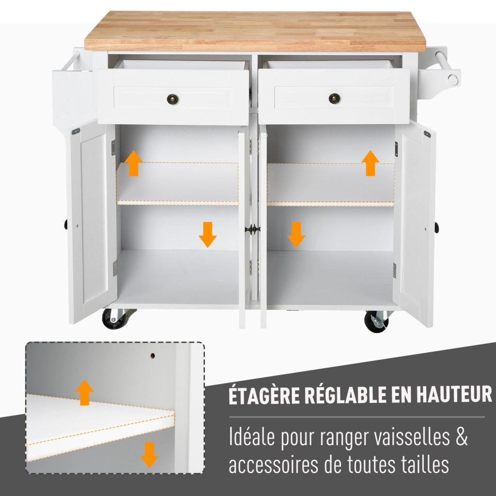 Carrello da cucina con cassetti e scaffali portabottiglie ¨C Xylo ¨C MDF bianco legno hevea