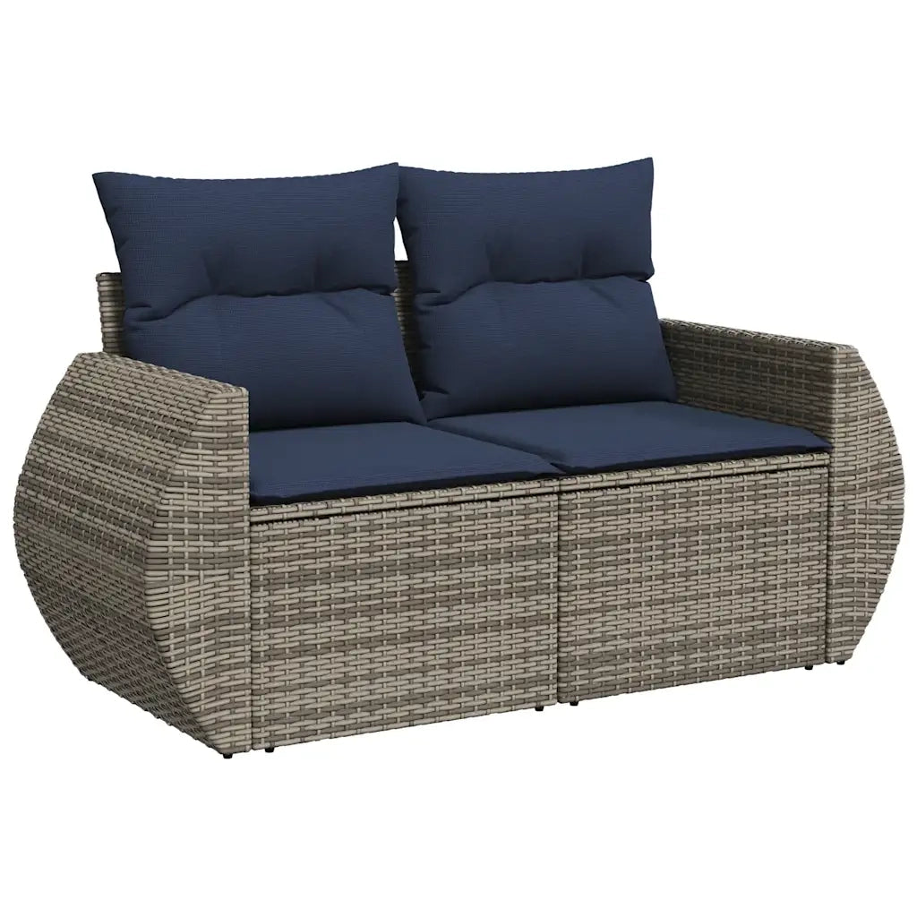 Set Divani da Giardino 10 pz con Cuscini Grigio in Polyrattan 3225151