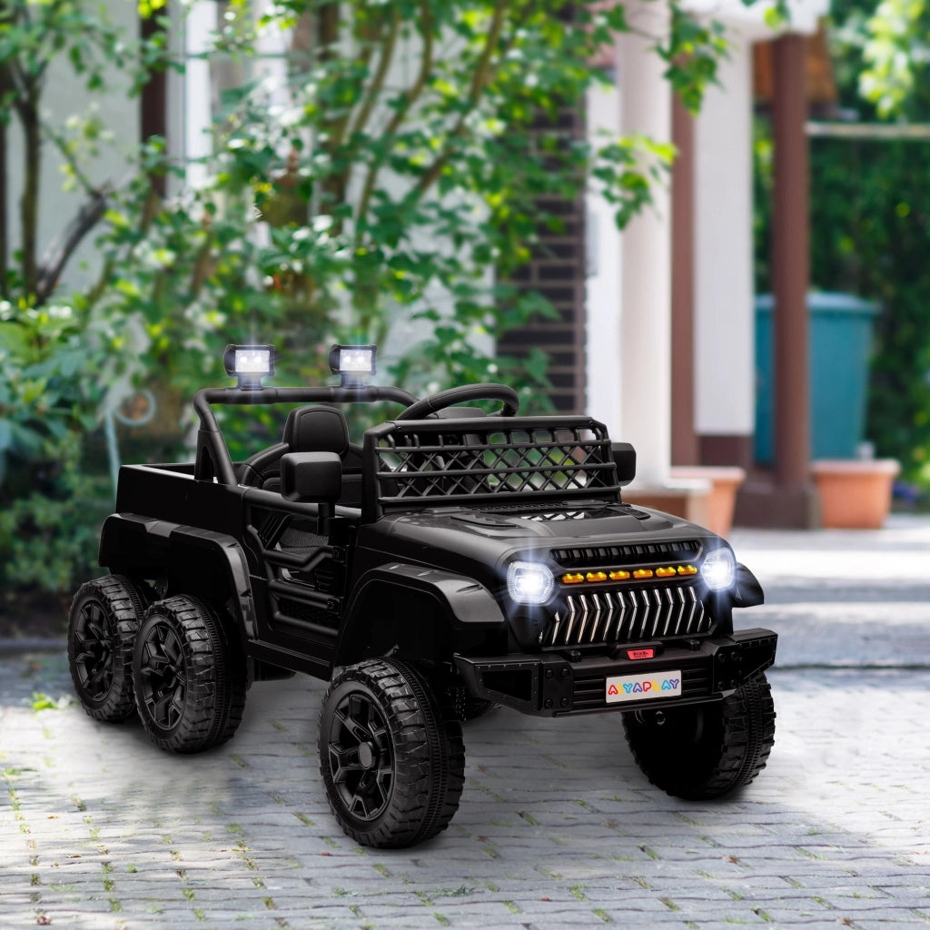 Auto Elettrica Buggy per Bambini ¨C Xylo ¨C 2 Motori 12V con Rimorchio Nero 122x62.5x65cm