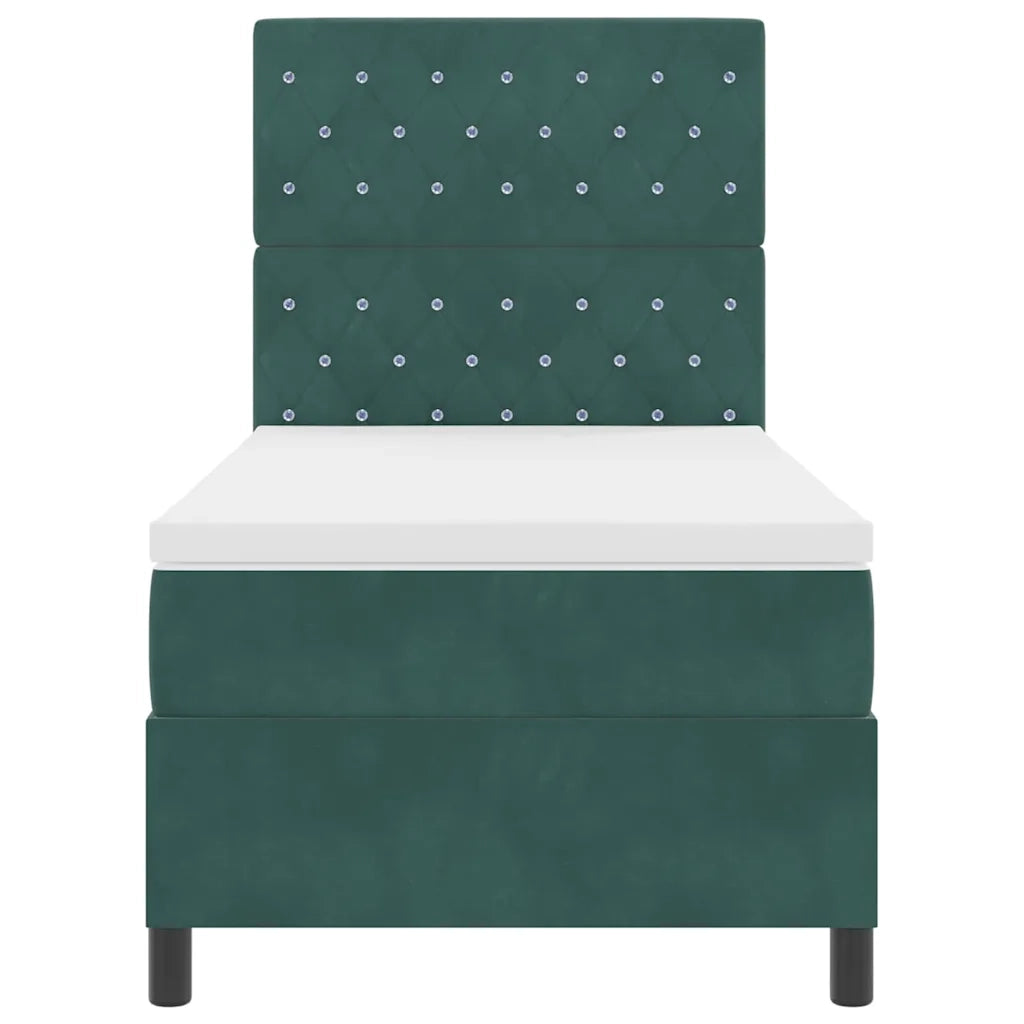 Letto a molle con materasso Verde Scuro 90 x 200 cm Tessuto 3339743