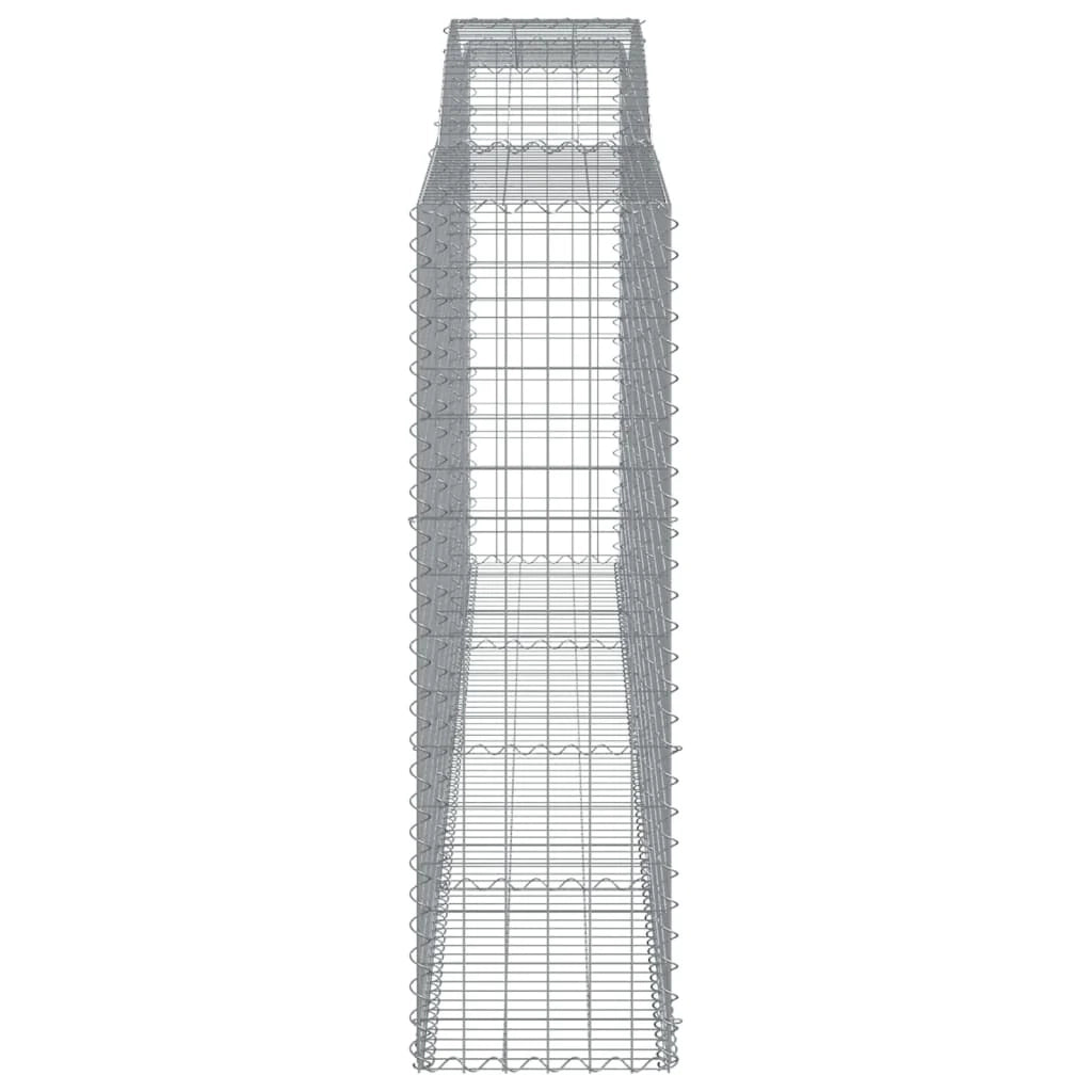 Cesto gabbione recinzione a gabbia muro di contenimento ad arco 400 x 50 x 160/180 cm ferro zincato argento 02_0040090