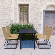 Set da Pranzo da Giardino 5 pz in Polyrattan e Vetro