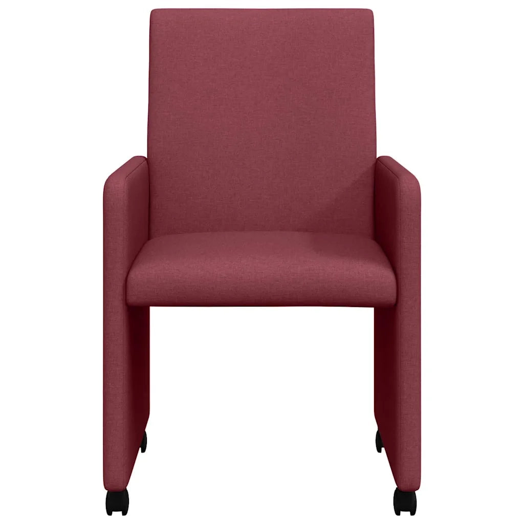 Sedie da Pranzo con Ruote 2 pz | Sedie da cucina Rosso vino 57 x 66 x 94 cm
