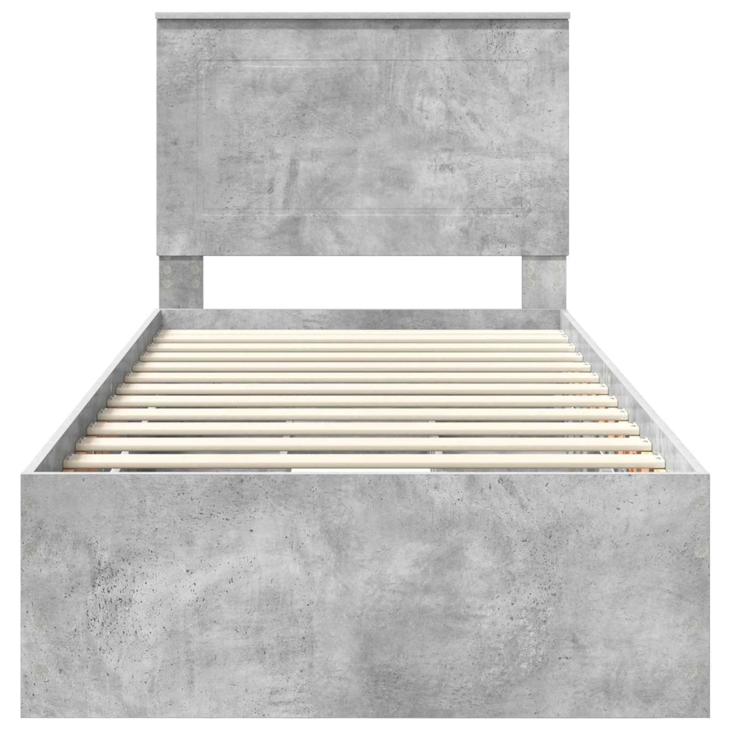 Letto singolo | Letto per adulti | Struttura del letto con cassetto Grigio cemento 90 x 190 cm