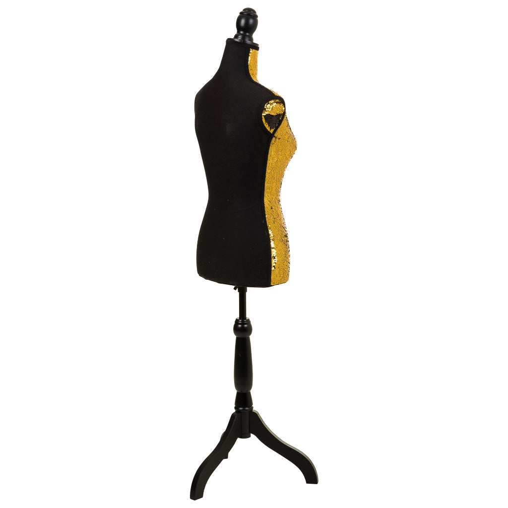 Manichino in legno e gommapiuma rivestito in tessuto 24x37,5x168h cm