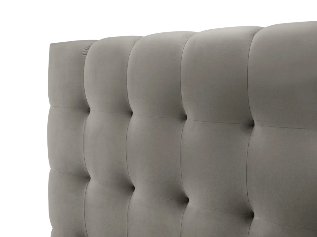Cosmopolitan Design - Letto a cassettone con testiera doppia "Bali" 160x200cm in velluto grigio chiaro 