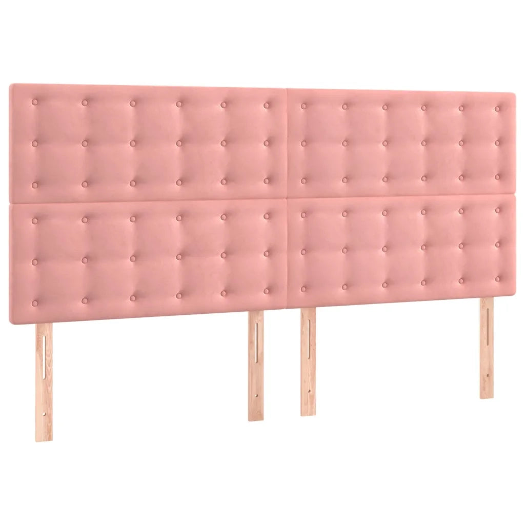 Letto matrimoniale | Letto per adulti | Giroletto con Testiera Rosa 160x200 cm in Velluto