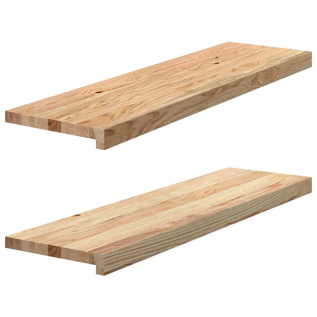Gradini 2 pz | Tappetini per scale autoadesivi 90x30x2 cm in Rovere Massello Non Trattato
