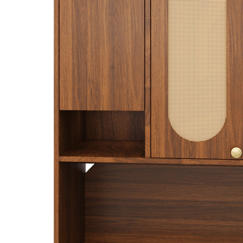 ARMADIO Alto 106x40x178 cm MDF Naturale con LED regolabile