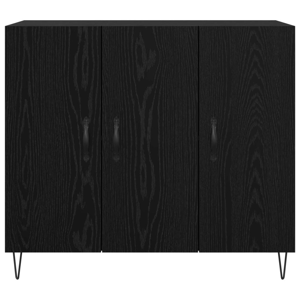 Credenza | Madia | Buffet da pranzo | Armadio da pranzo Rovere Nero 90 x 32,5 x 80 cm Legno multistrato