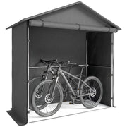 Capanno da Giardino 1.1x2 m con Porta Avvolgibile, Tenda Garage per Bici e Moto, Grigio Scuro