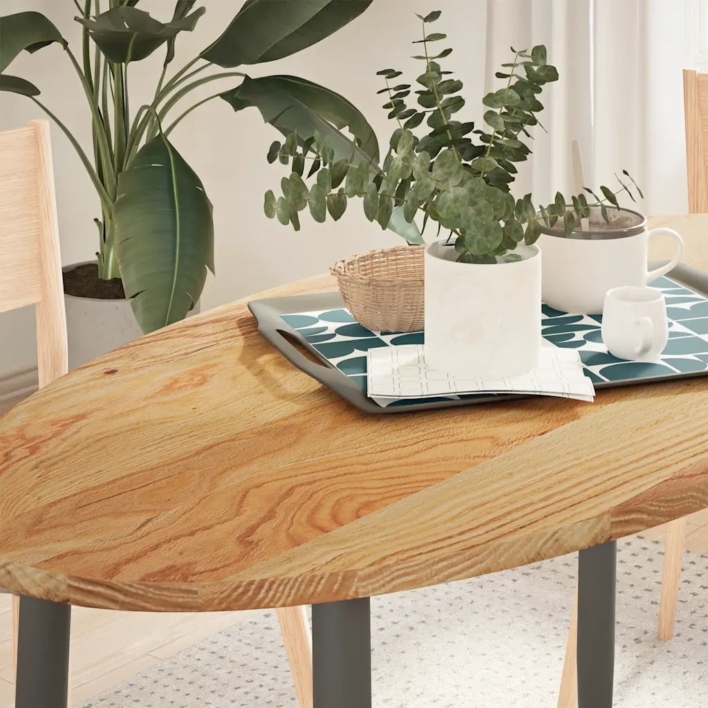 Piano Tavolo Marrone Chiaro 120x60x2cm in Rovere Massello Ovale 4009047