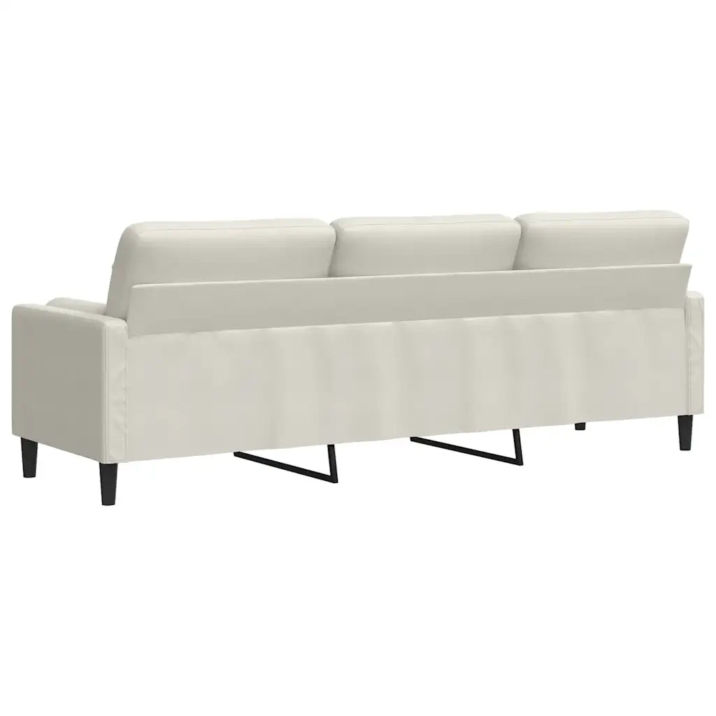 Divano a 3 Posti con Cuscini Crema 210 cm in Velluto 3278247