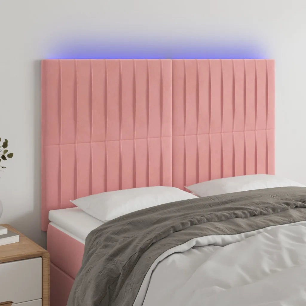 Testiera | Testata a LED Rosa 144x5x118/128 cm in Velluto