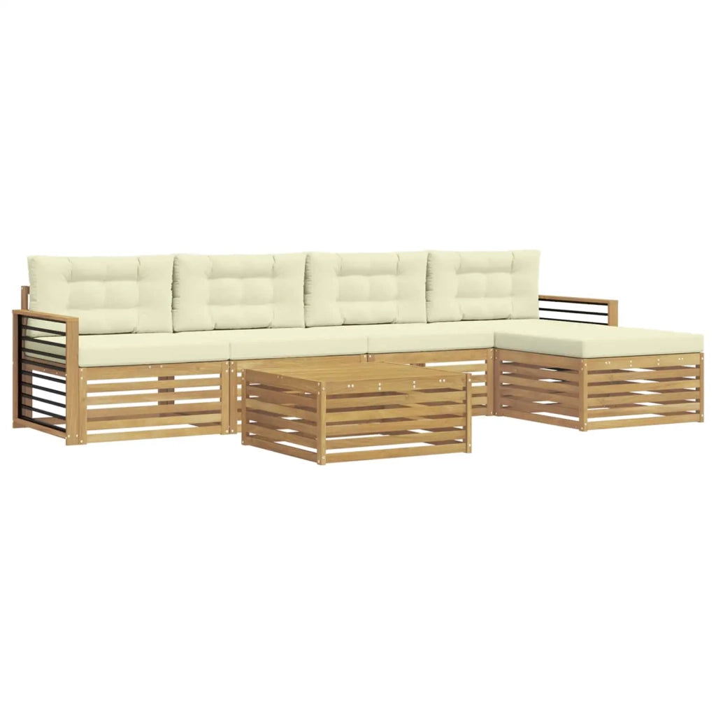 Set di divani da esterno 7 pz Bianco e Crema Poliestere 3390375