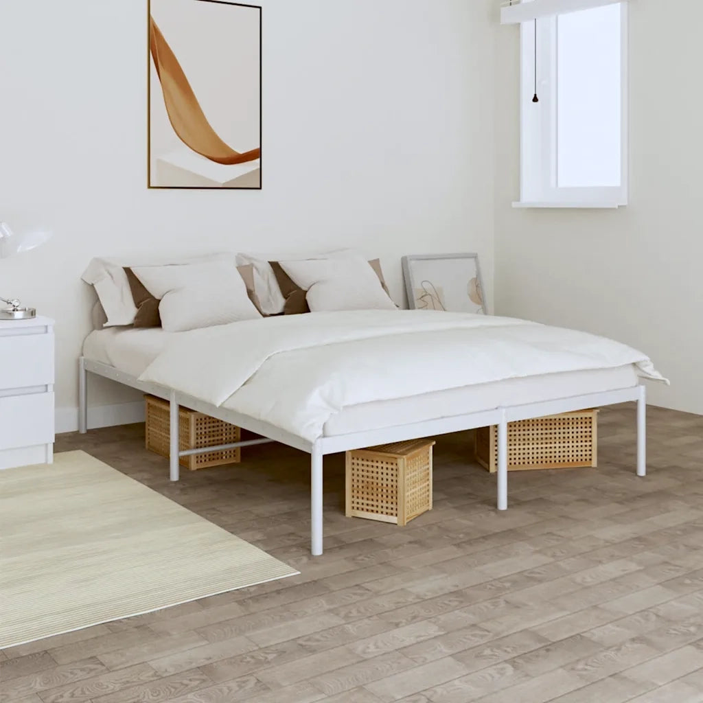 Letto matrimoniale | Letto per adulti | Giroletto in Metallo Bianco 140x200 cm