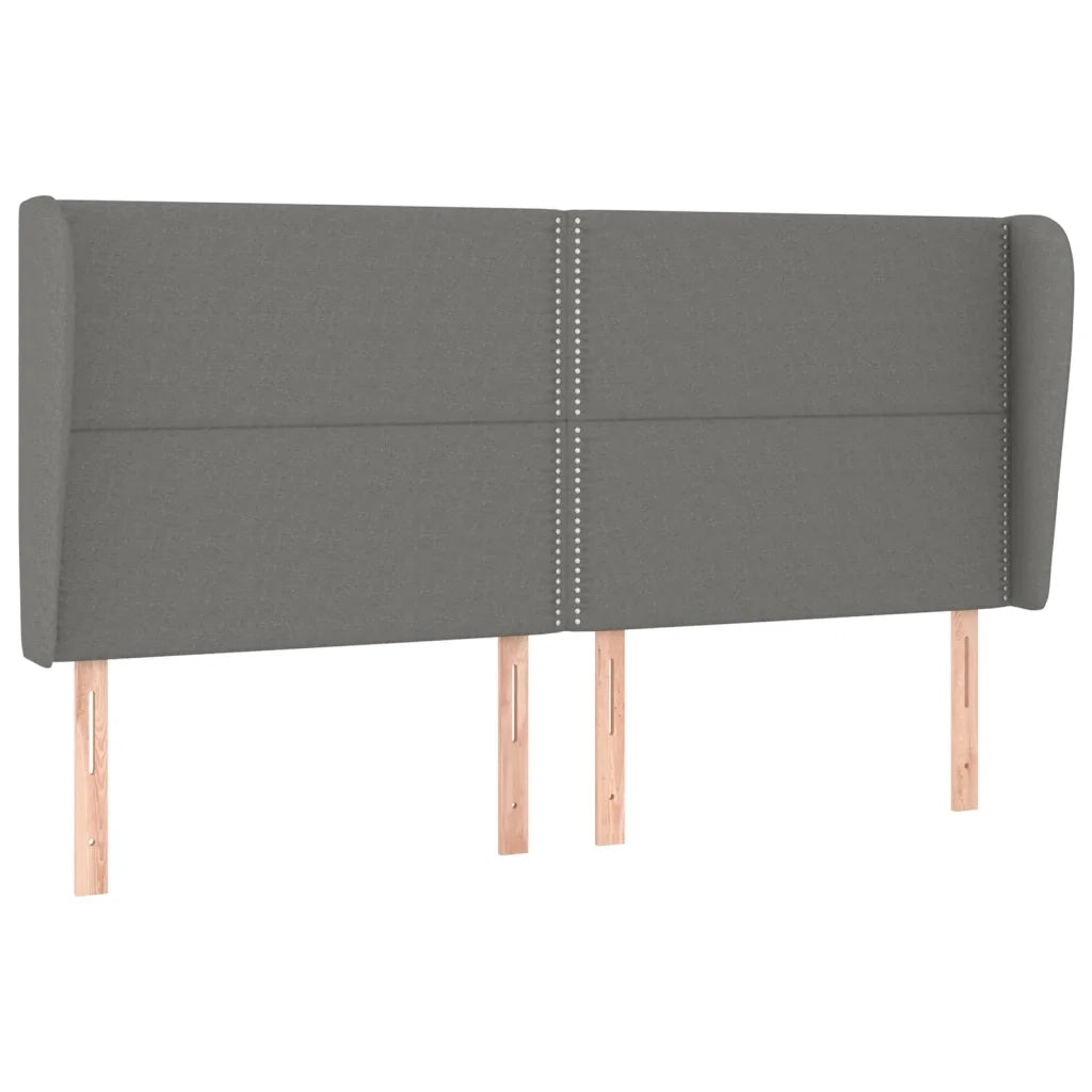 Testiera ad Orecchio-Testata con Orecchie GrigioScuro 203x23x118/128cm in Tessuto 510289