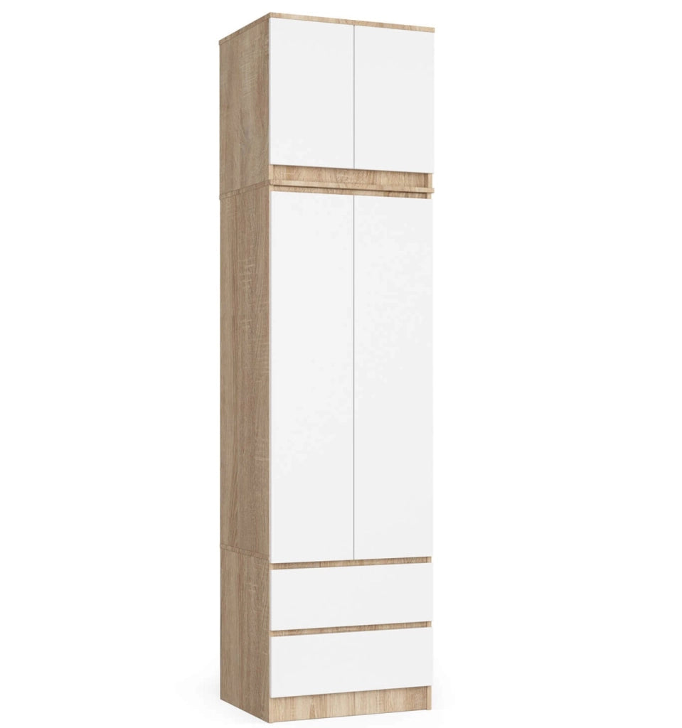 Sopralzo per armadio AKORD S60 Sonoma Quercia 60 cm 2 ante inserto frontale Bianco 60x51x55 cm