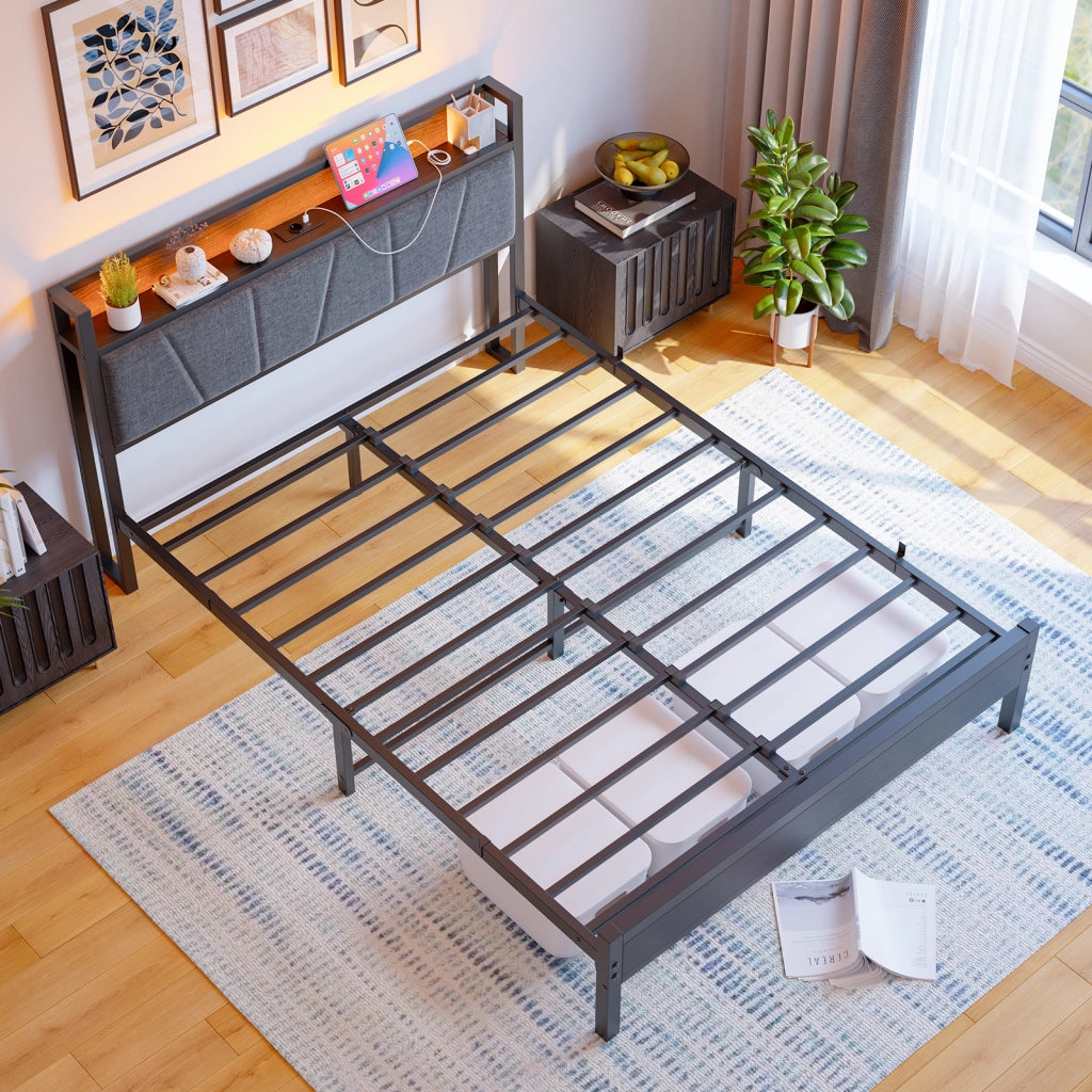 letto mdf metallo nero 140 x 200 cm