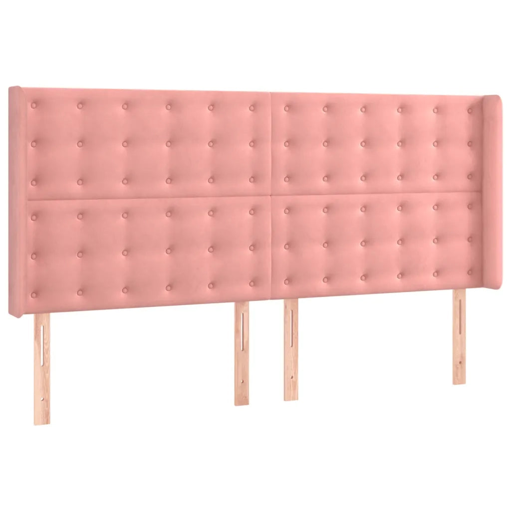 Letto a Molle con Materasso e LED Rosa 200x200 cm in Velluto