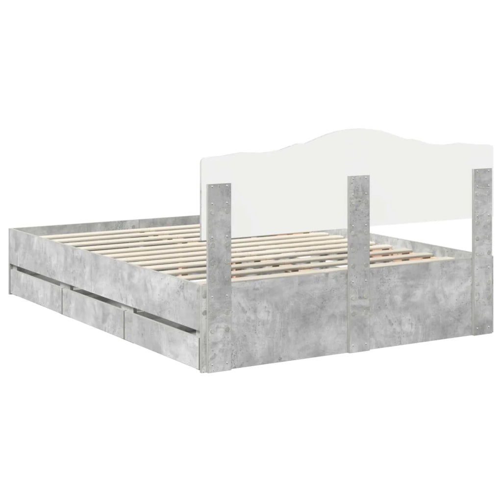 Struttura del letto con cassetto Grigio cemento 150 x 200 cm 3412994