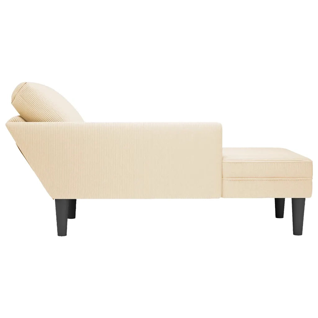 Sdraio con Cuscino Destro in Velluto a Coste Crema 4009817