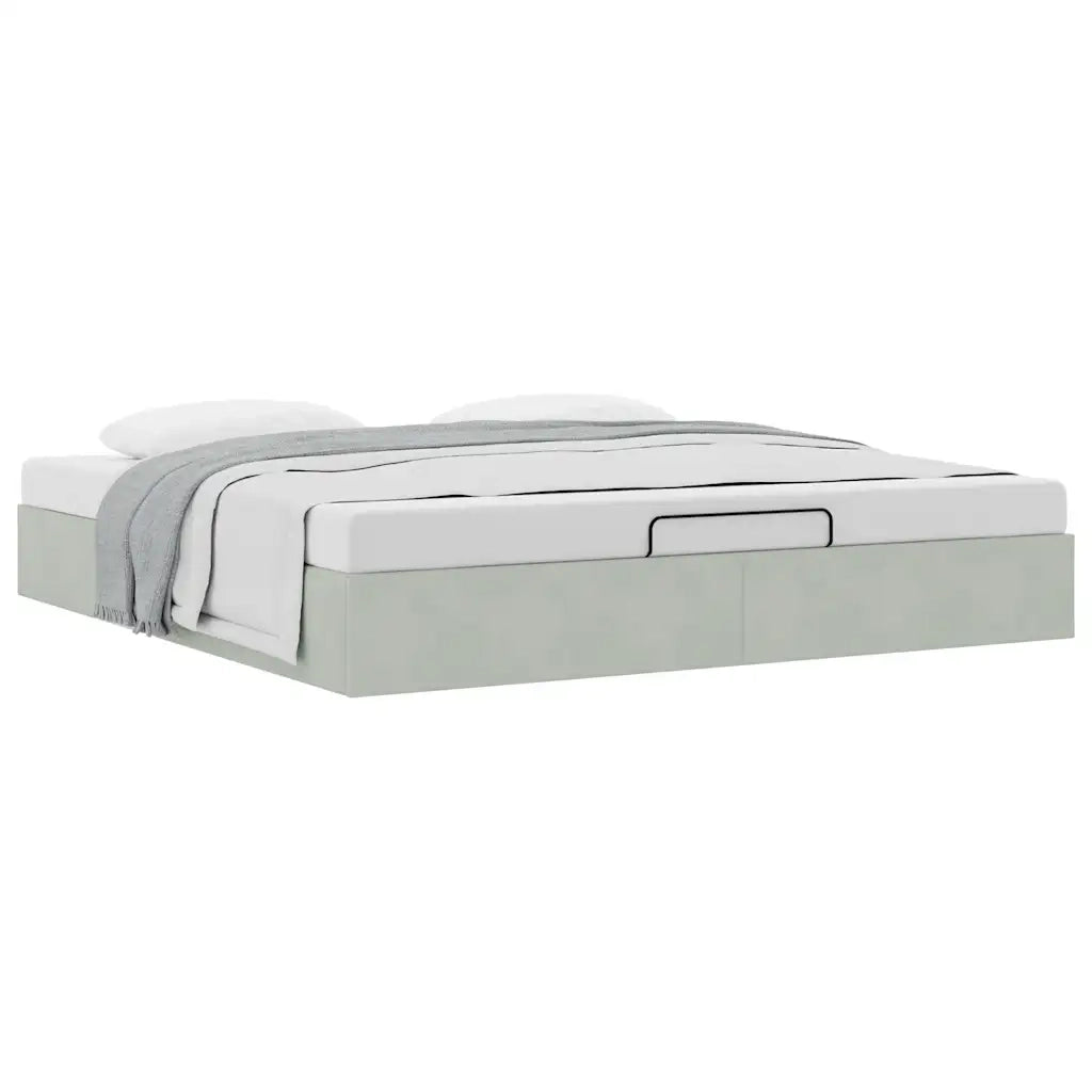 Struttura Letto Pouf senza Materasso-Giroletto con contenitore 200x200 cm in Velluto 283414