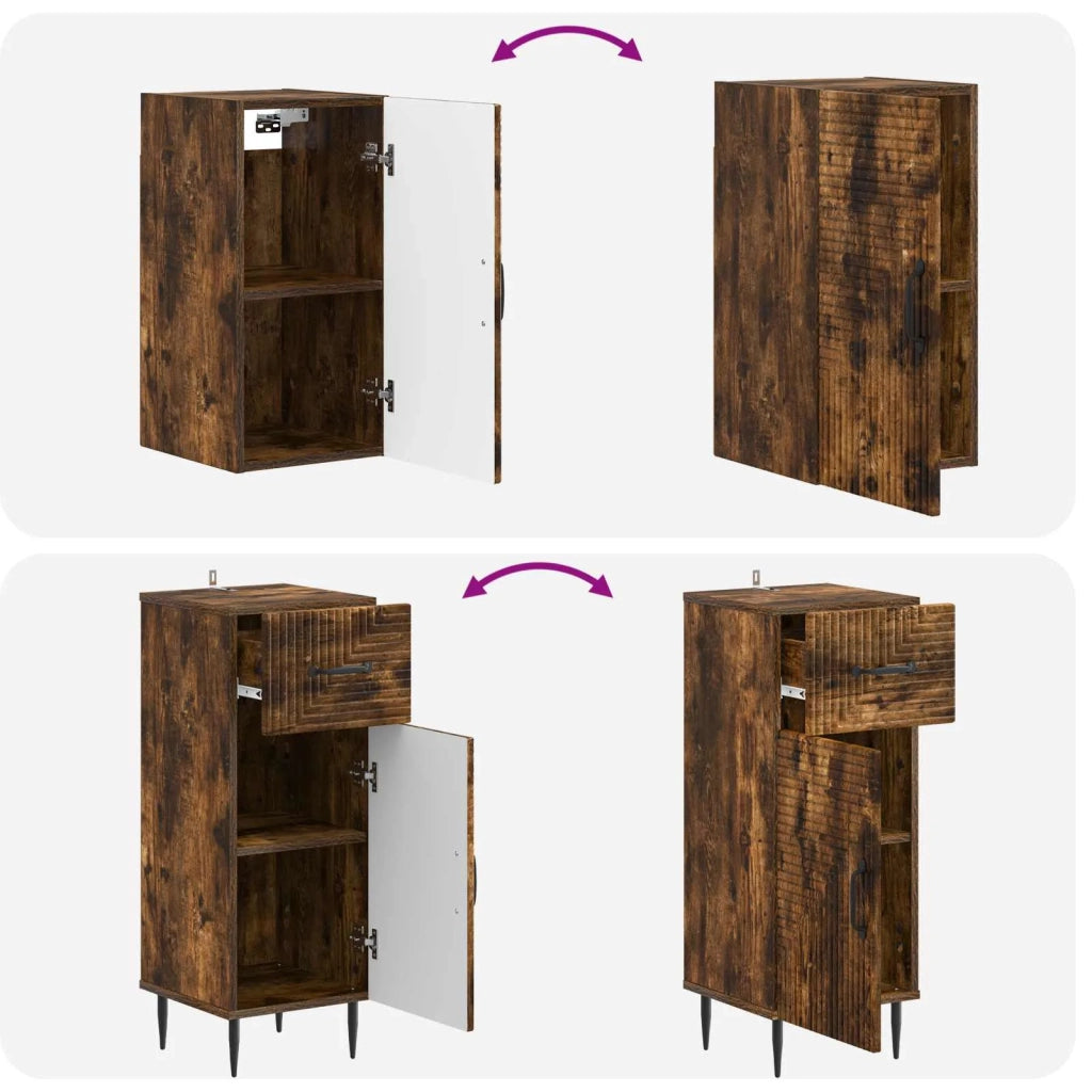 Set di Mobili da Bagno da 4 Pezzi HAARLEM Rovere Fumo 3417941