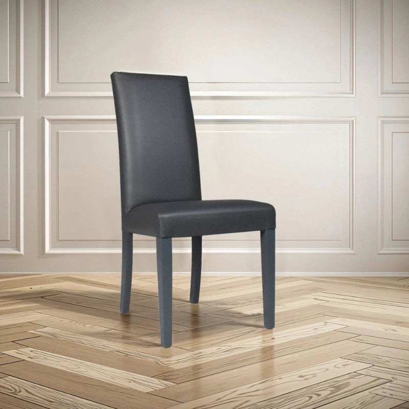 Sedia Nancy in ecopelle grigia antracite con gambe in tinta 2 pezzi