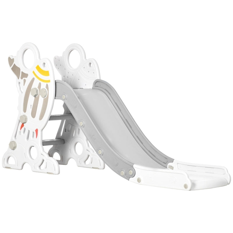 Scivolo per bambini da 1,5 a 3 anni, design a razzo, set di adesivi, grigio, 157 x 46,5 x 80 cm