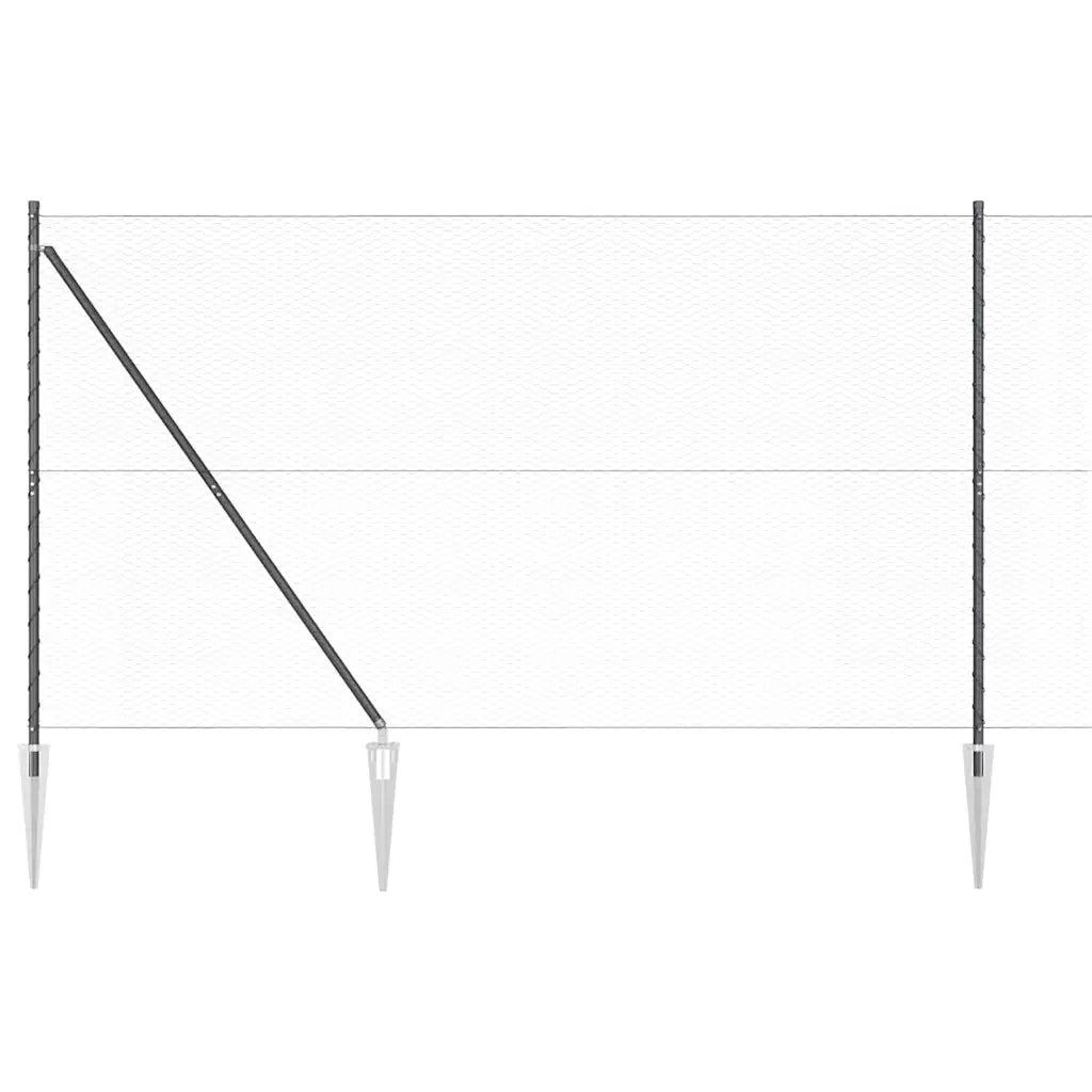 Palo della recinzione Grigio 25 x 1,5 m (rete da 25 mm) Acciaio