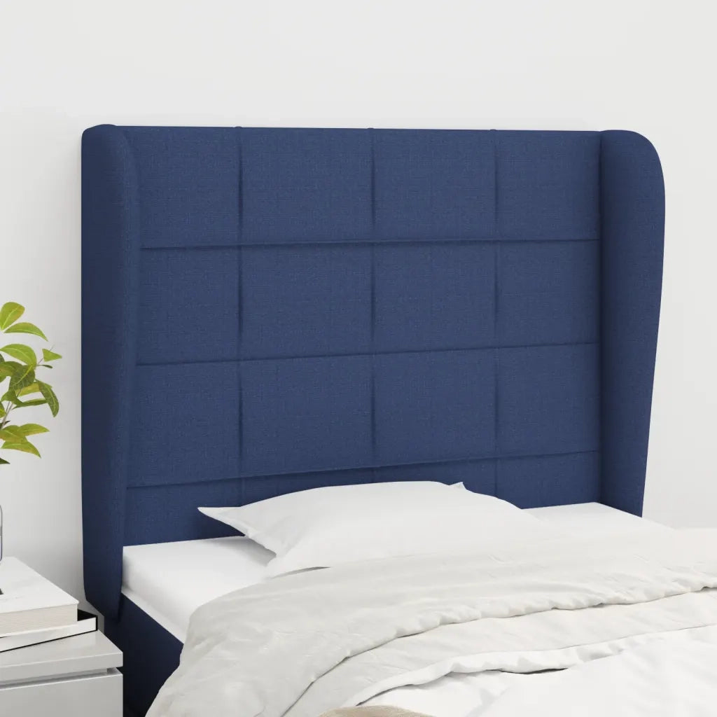 Testiera | Testata ad Orecchio Blu 83x23x118/128 cm in Tessuto