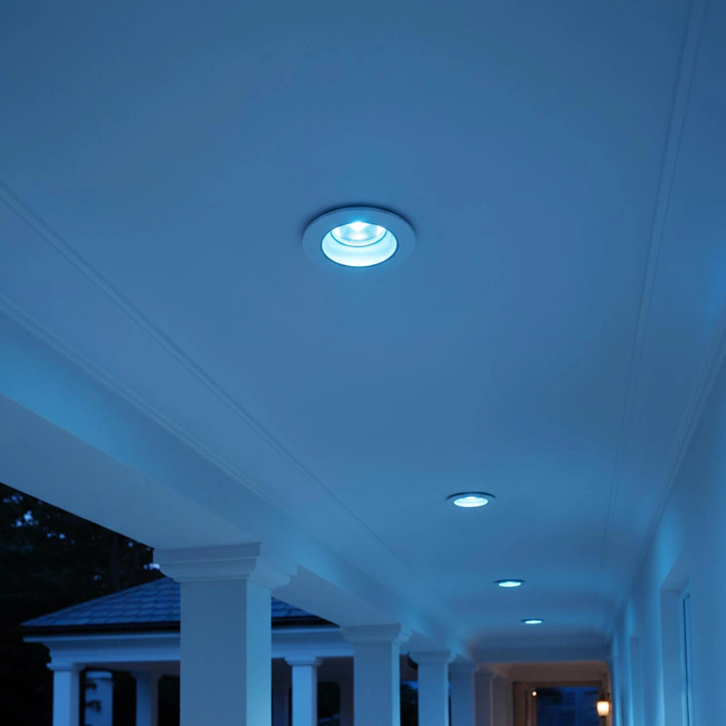 Faretto da incasso impermeabile IP65 tondo LED spot 10W RGB multicolore 24V luce colorata per esterni pensilina tettoia