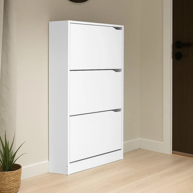 Scarpiera Manolo 3 scomparti colore bianco 63x24x115 H cm.