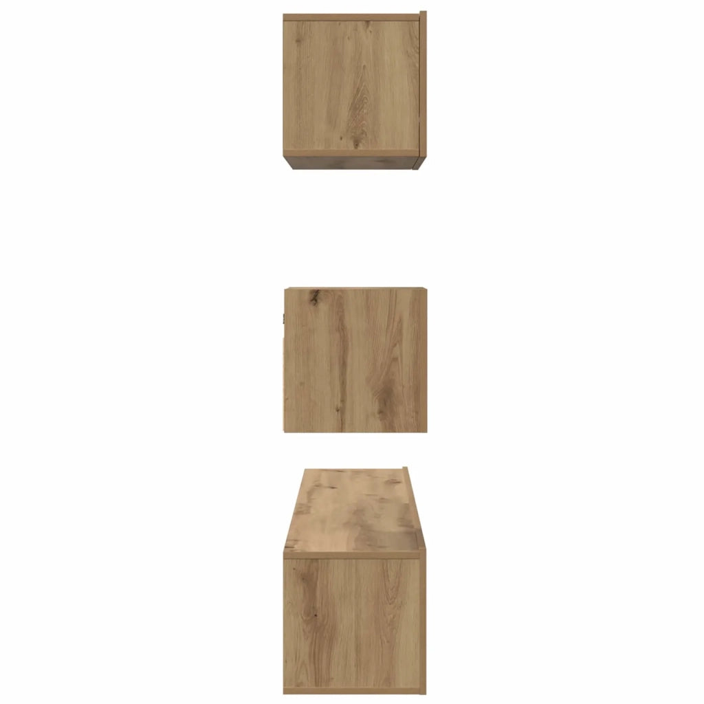 Set mobile TV 3 pz-Credenza per TV Rovere artigianale Legno multistrato 603418