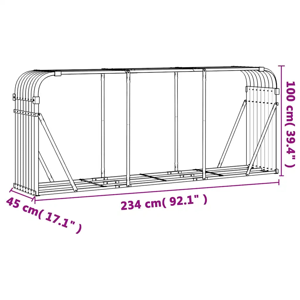 Portaceppi Argento 234x45x100 cm in Acciaio Zincato 364595