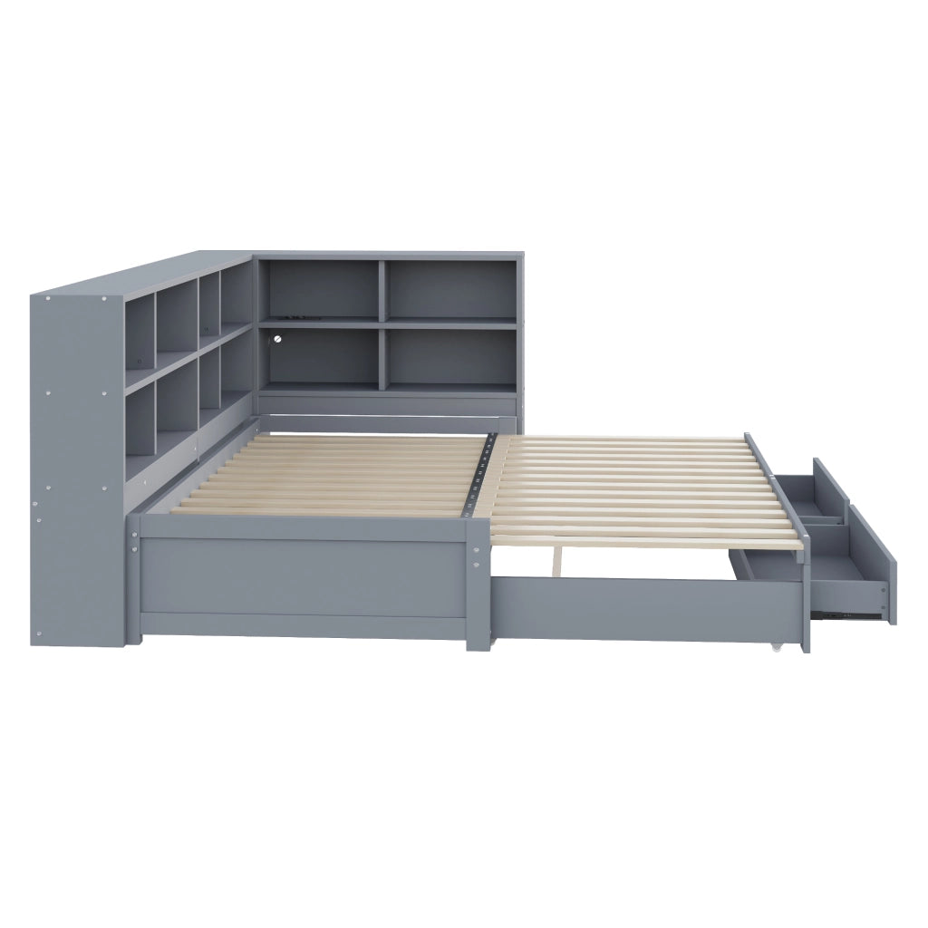 Letto estraibile con funzione divano in legno grigio 180x190 cm